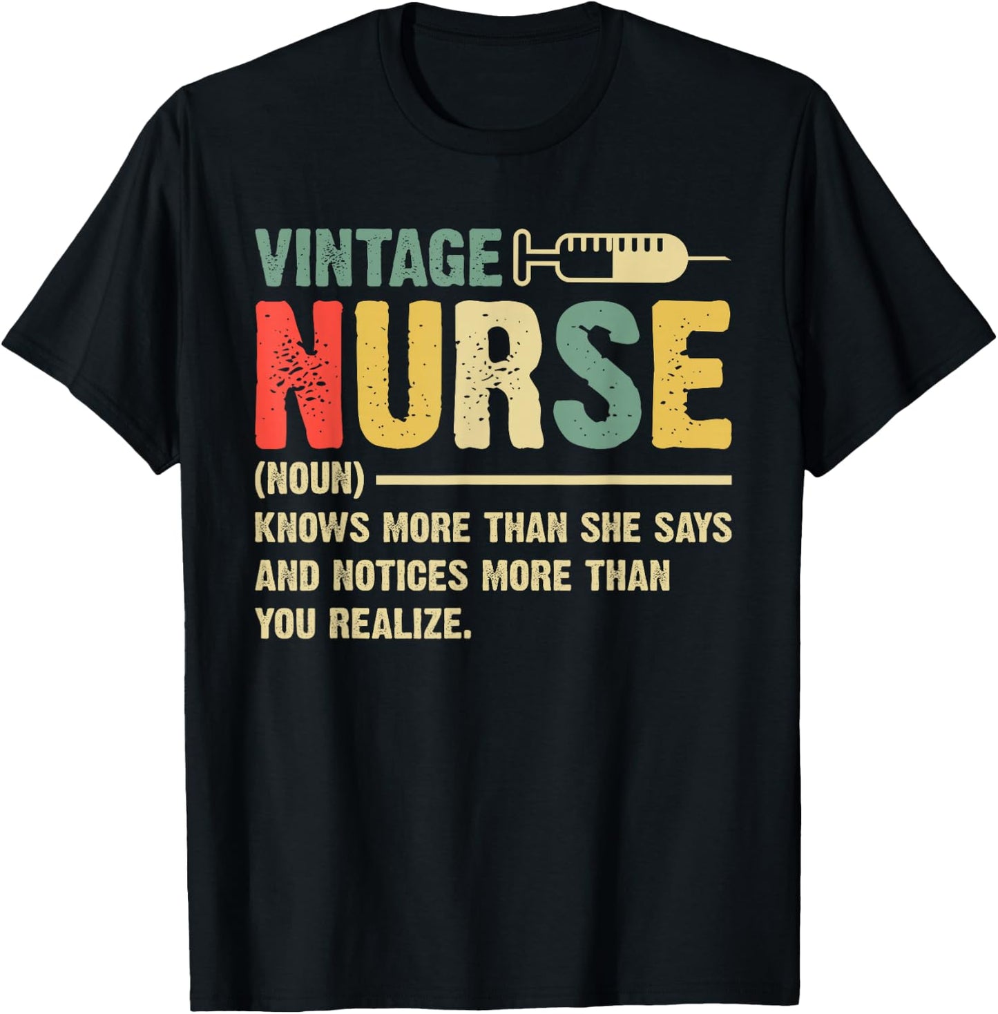 Vintage Nurse Definition Hospital Medical Registered Nursing T-Shirt - T-Shirt | Black