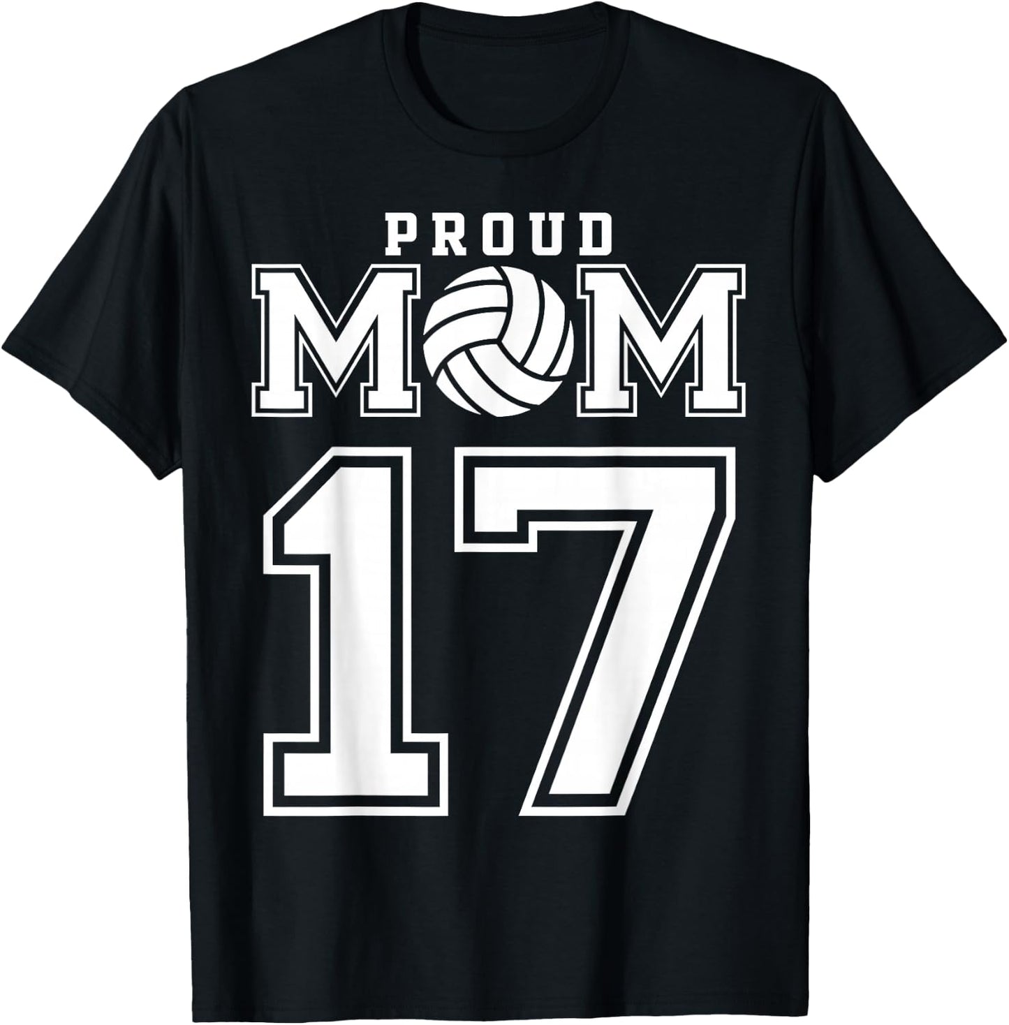 Custom Proud Volleyball Mom Number 17 Personalized Women T-Shirt - T-Shirt | Black