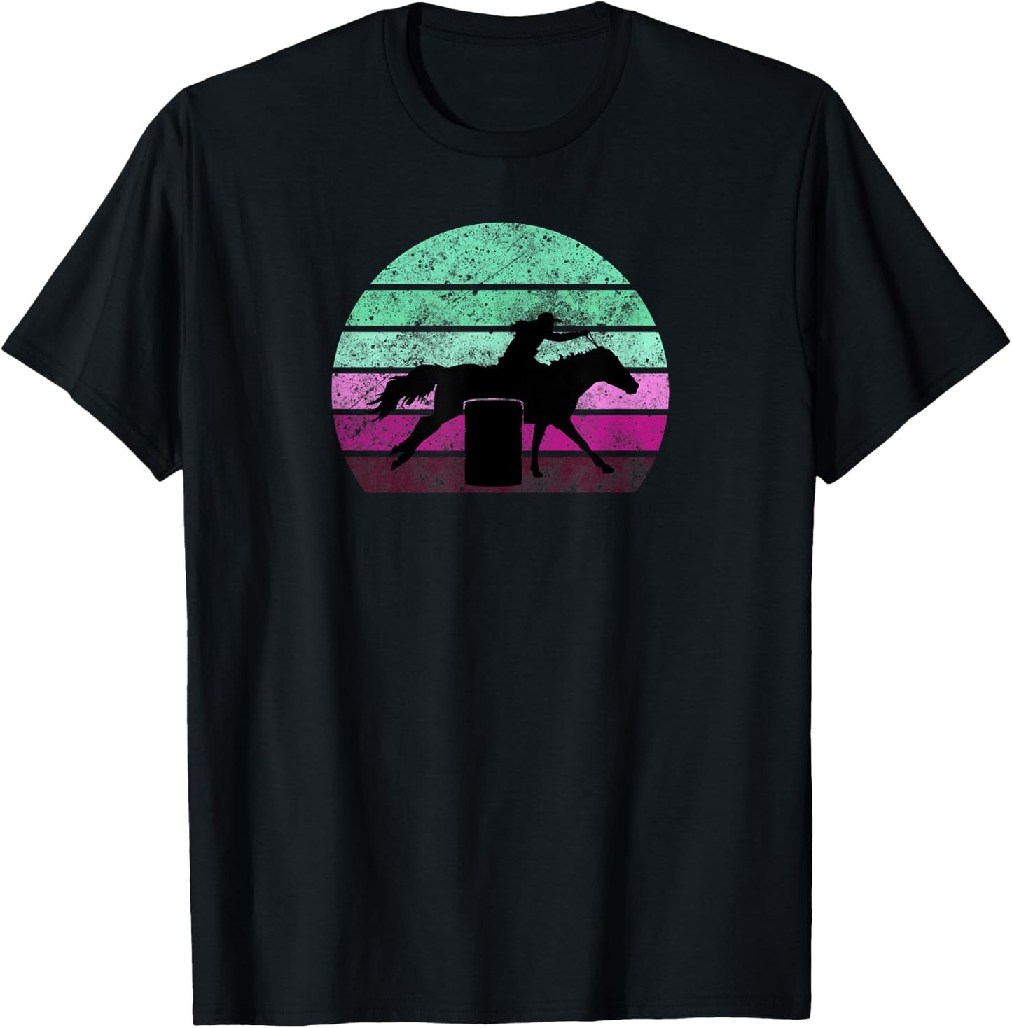 Barrel Racing - Horse Lover - Vintage Sunset - Country Girl T-Shirt - T-Shirt | Black