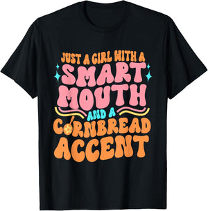 Just A Girl With A S.m.a.r.t Mouth Apparel T-Shirt - T-Shirt | Black