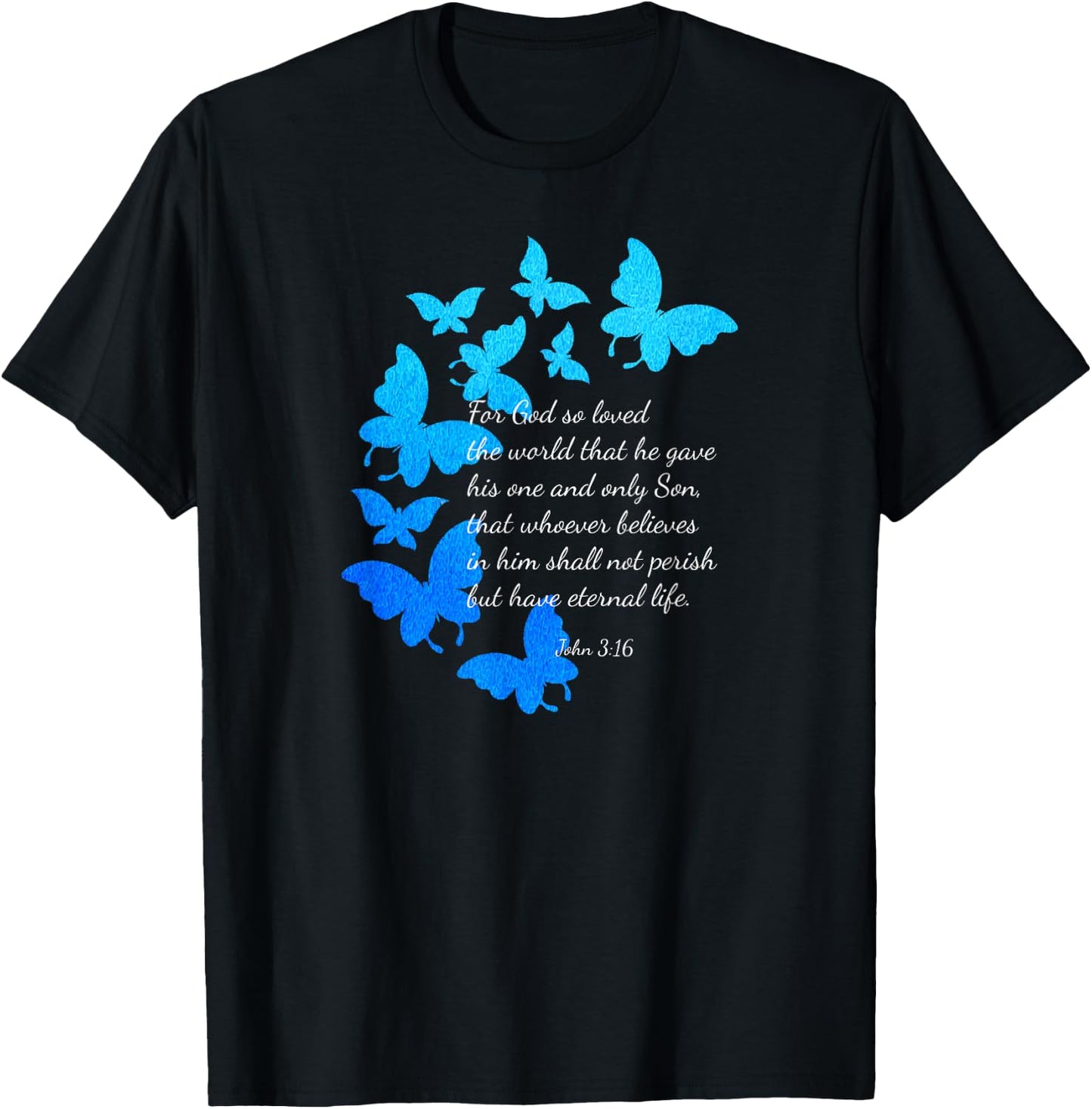 John 3:16 Christian Bible Verse Graphic Design T-Shirt - T-Shirt | Black