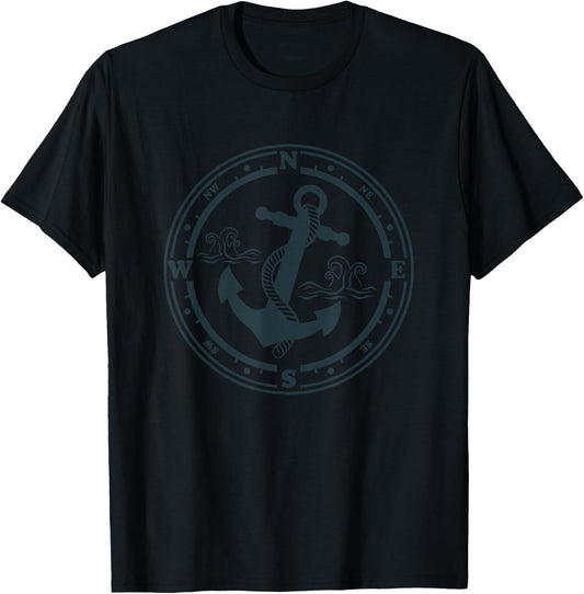 Compass Anchor Maritime Design with Compass Captain Sailor T-Shirt - T-Shirt | Black