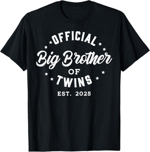 Official Big Brother of Twins 2025 Baby Announcement Gifts T-Shirt - T-Shirt | Black