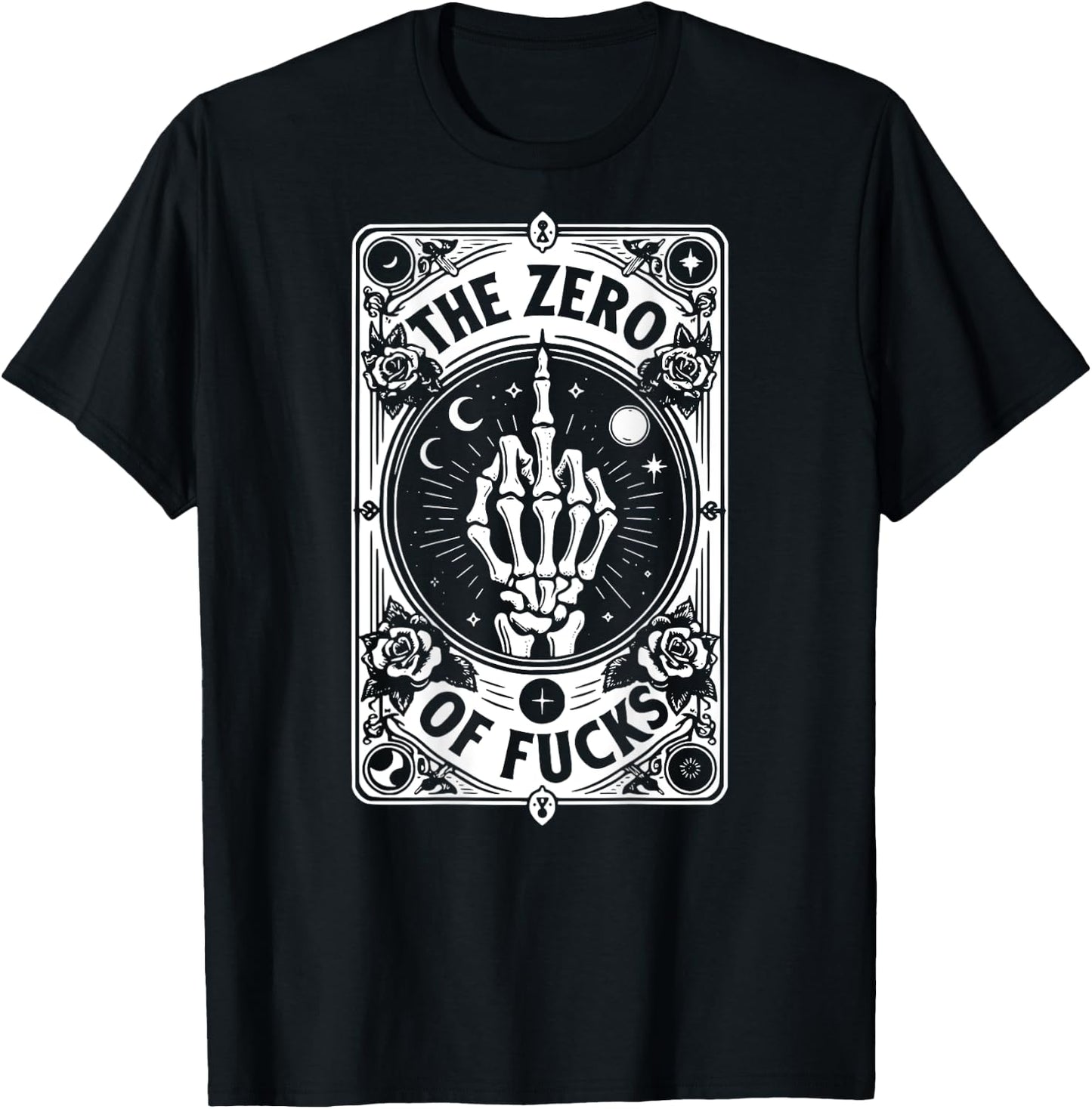 The Zero Of Fucks, Tarot Card, Sublimation - On Back T-Shirt - T-Shirt | Black
