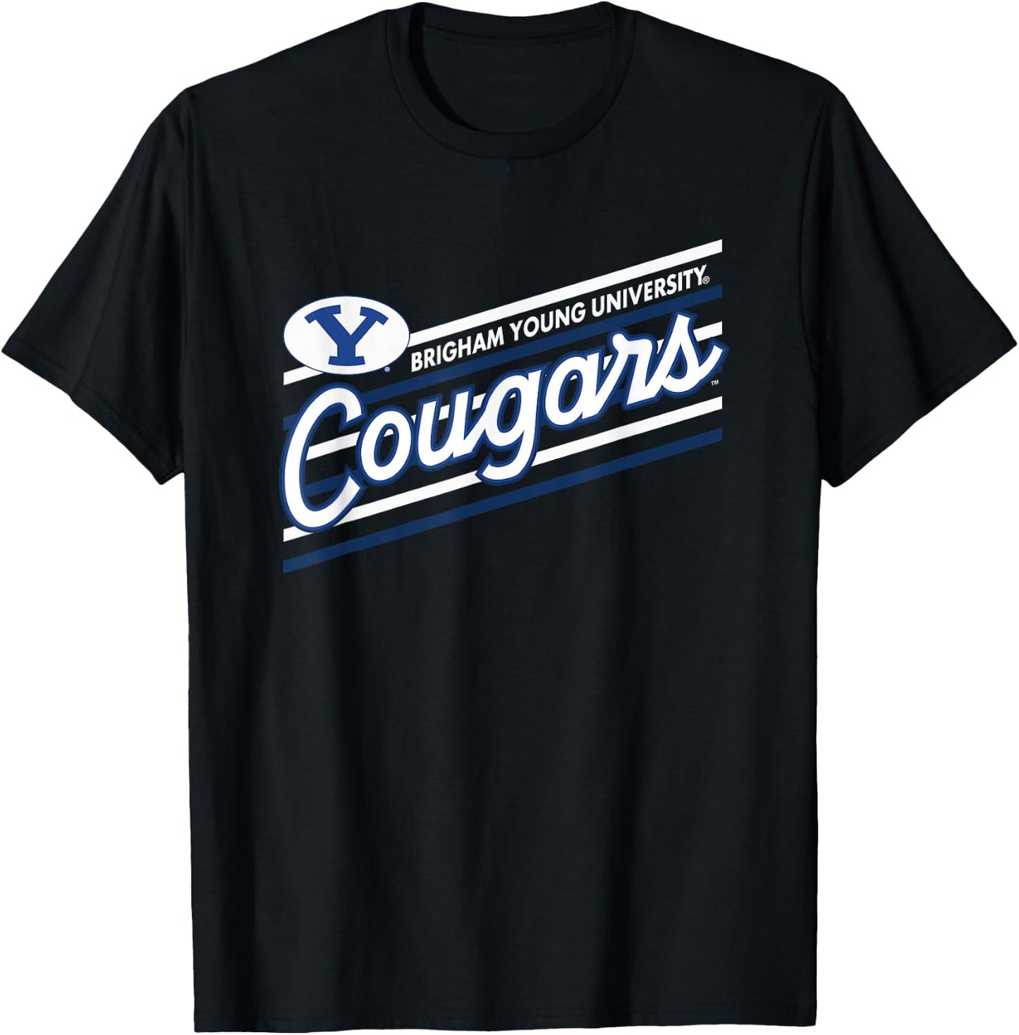 BYU Cougars Retro Performer Blue Officially Licensed T-Shirt - T-Shirt | Black