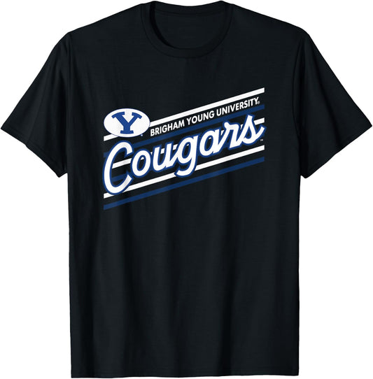 BYU Cougars Retro Performer Blue Officially Licensed T-Shirt - T-Shirt | Black