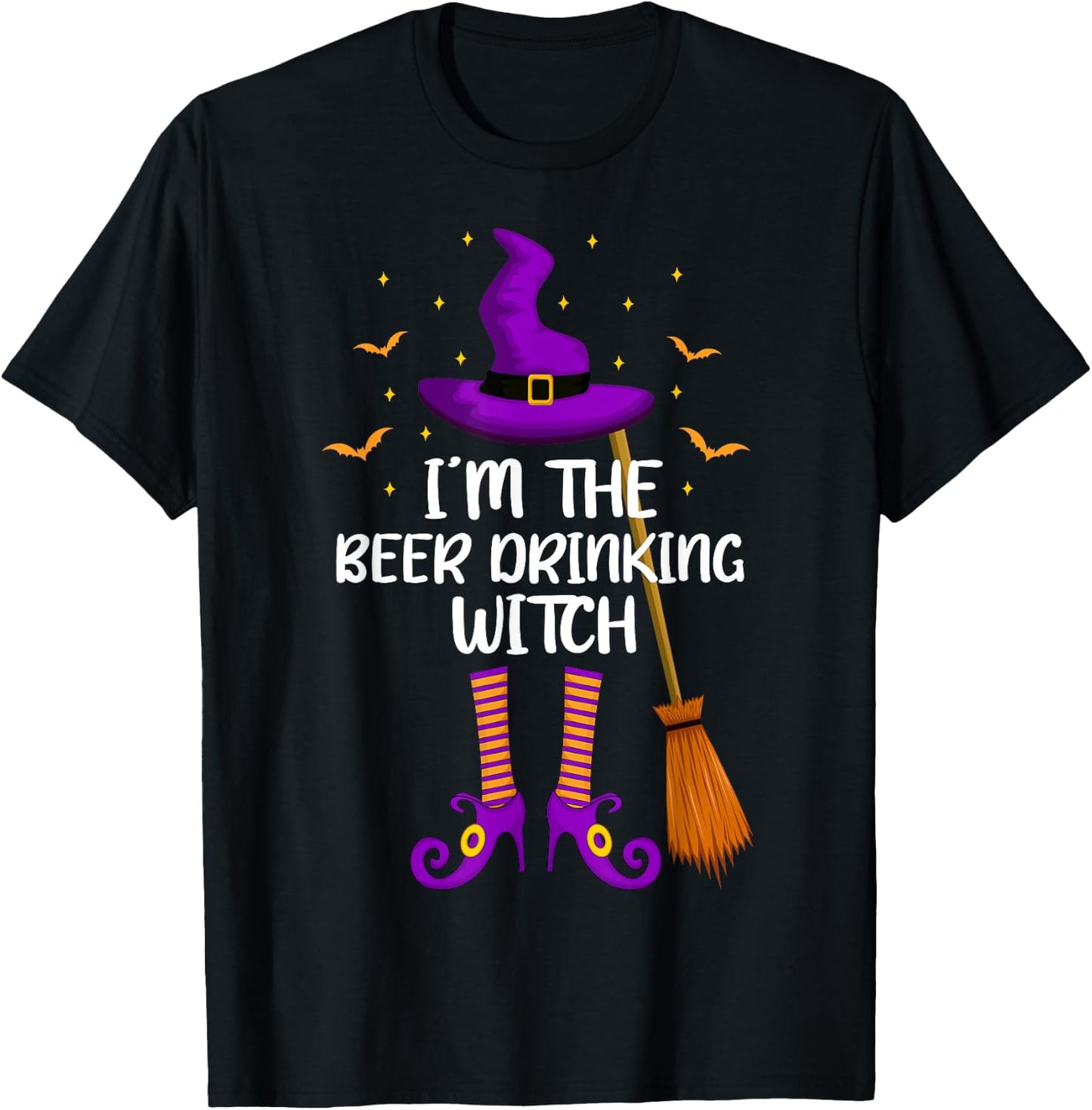 I'm The Beer Drinking Witch Funny Beer Drinking Halloween T-Shirt - T-Shirt | Black