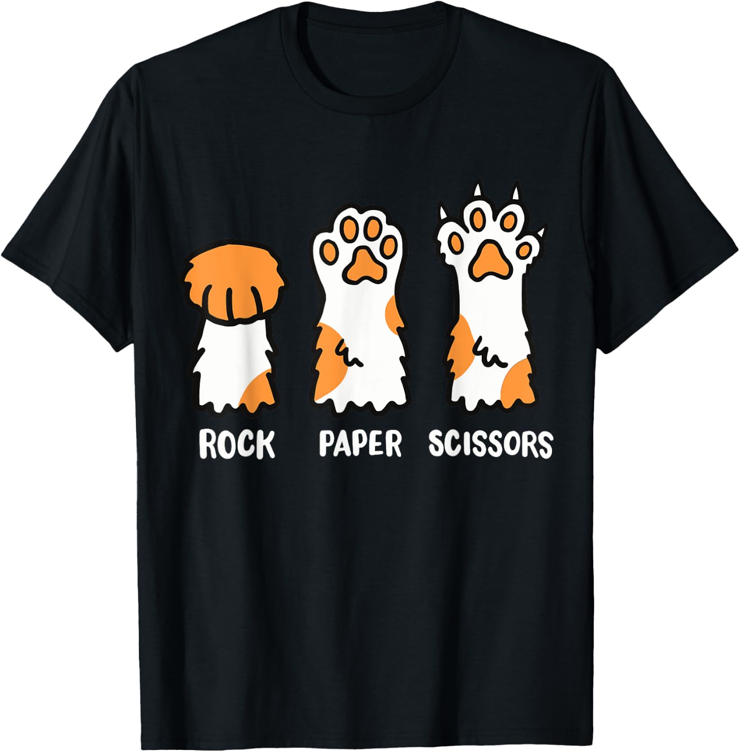 Cat Cats Cat Lover Cat Owner Rock Paper Scissors Funny T-Shirt - T-Shirt | Black