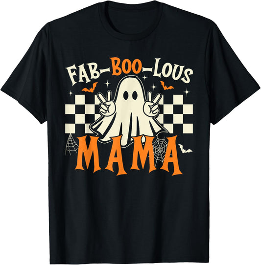 Fab Boo Lous Mama Retro Ghost Spooky Mama Halloween Costume T-Shirt - T-Shirt | Black