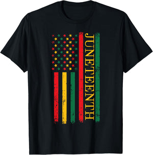 Juneteenth African American Flag Freedom 1865 Women Men Kids T-Shirt - T-Shirt | Black