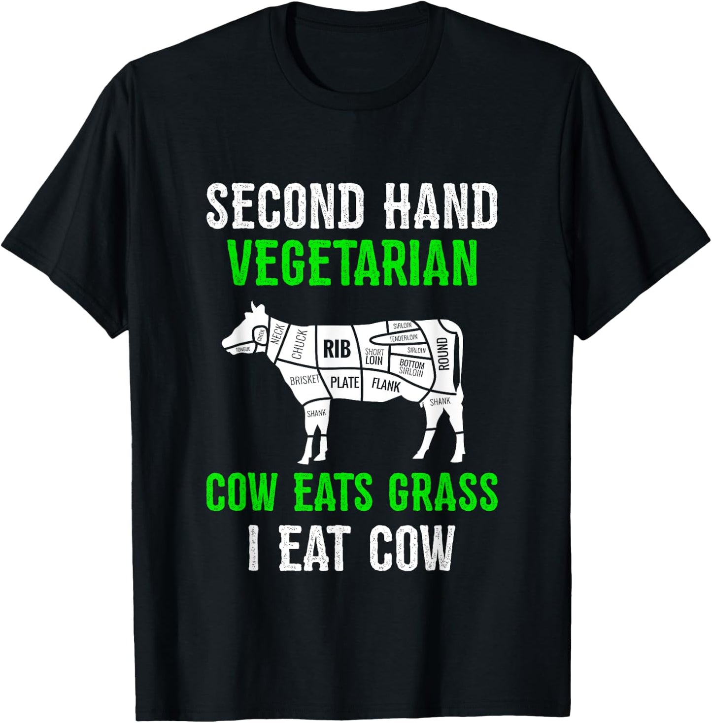 2nd Hand Vegetarian Shirt Funny Carnivore Beef Meat Lover T-Shirt - T-Shirt | Black