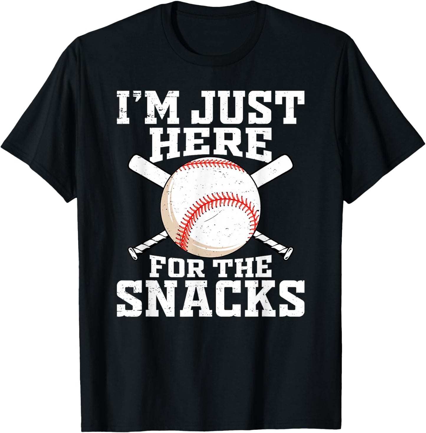 Funny Baseball Im Just Here For The Snacks Baseball Sister T-Shirt - T-Shirt | Black
