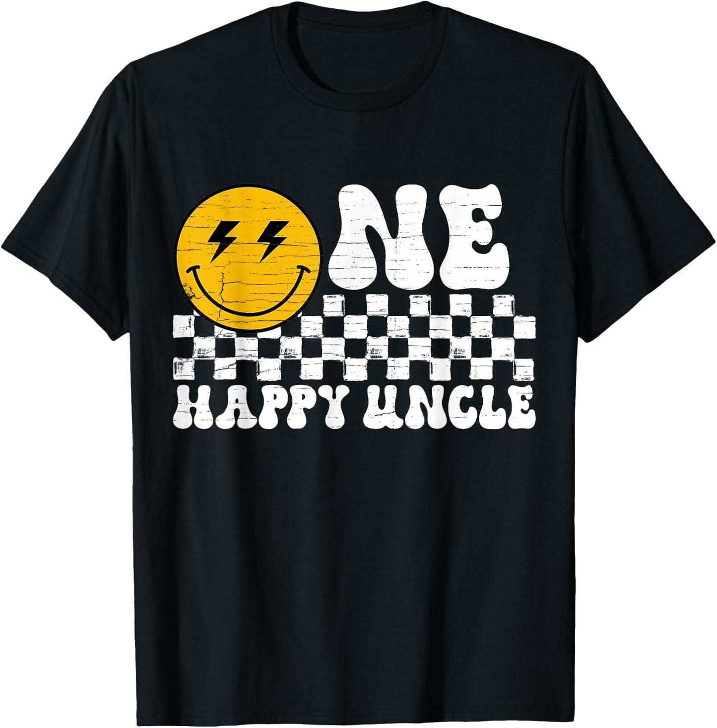 One Happy Dude Uncle 1st Birthday Family Matching T-Shirt - T-Shirt | Black
