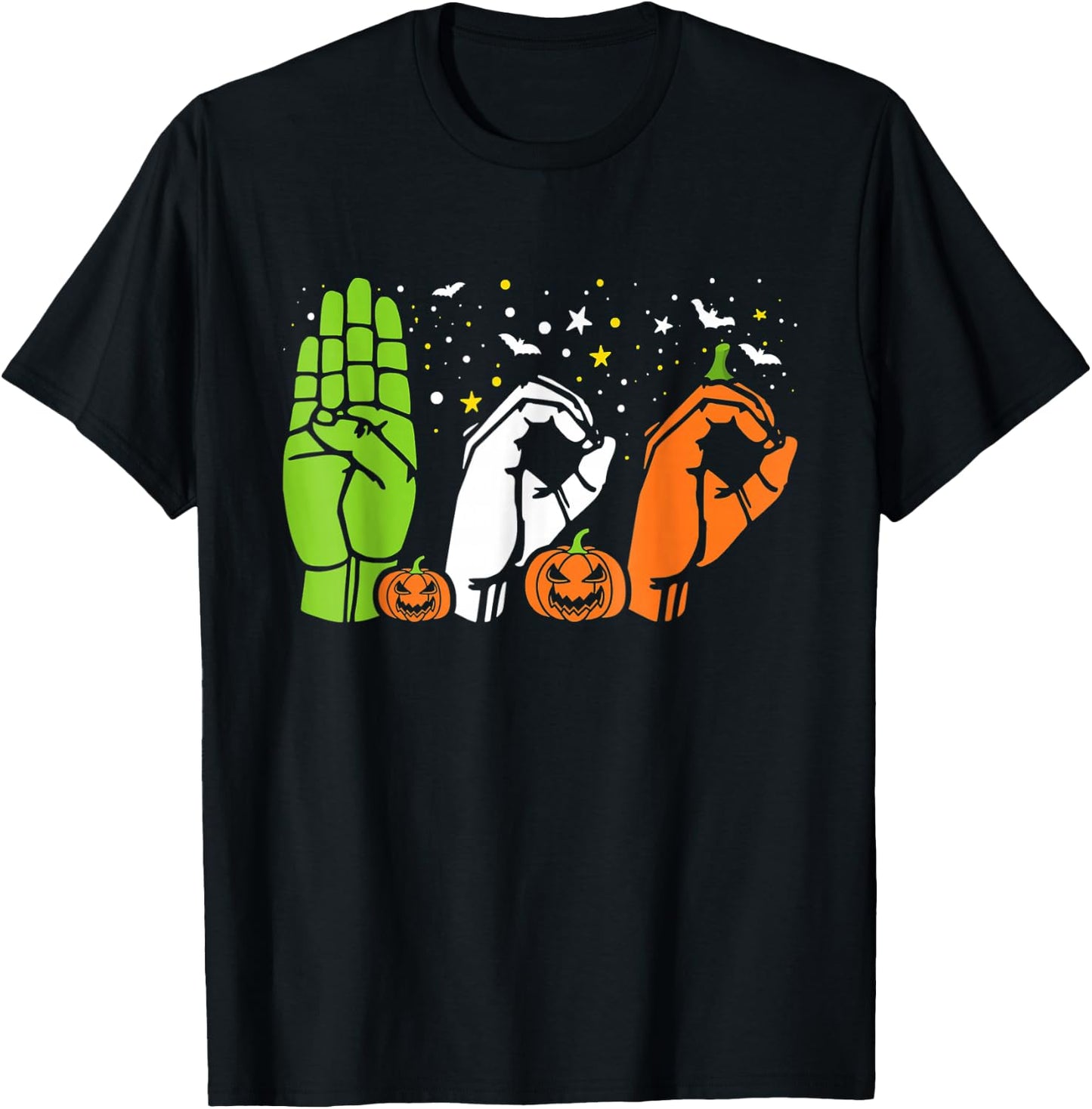 Boo Hands American Sign Language ASL Halloween Pride T-Shirt - T-Shirt | Black
