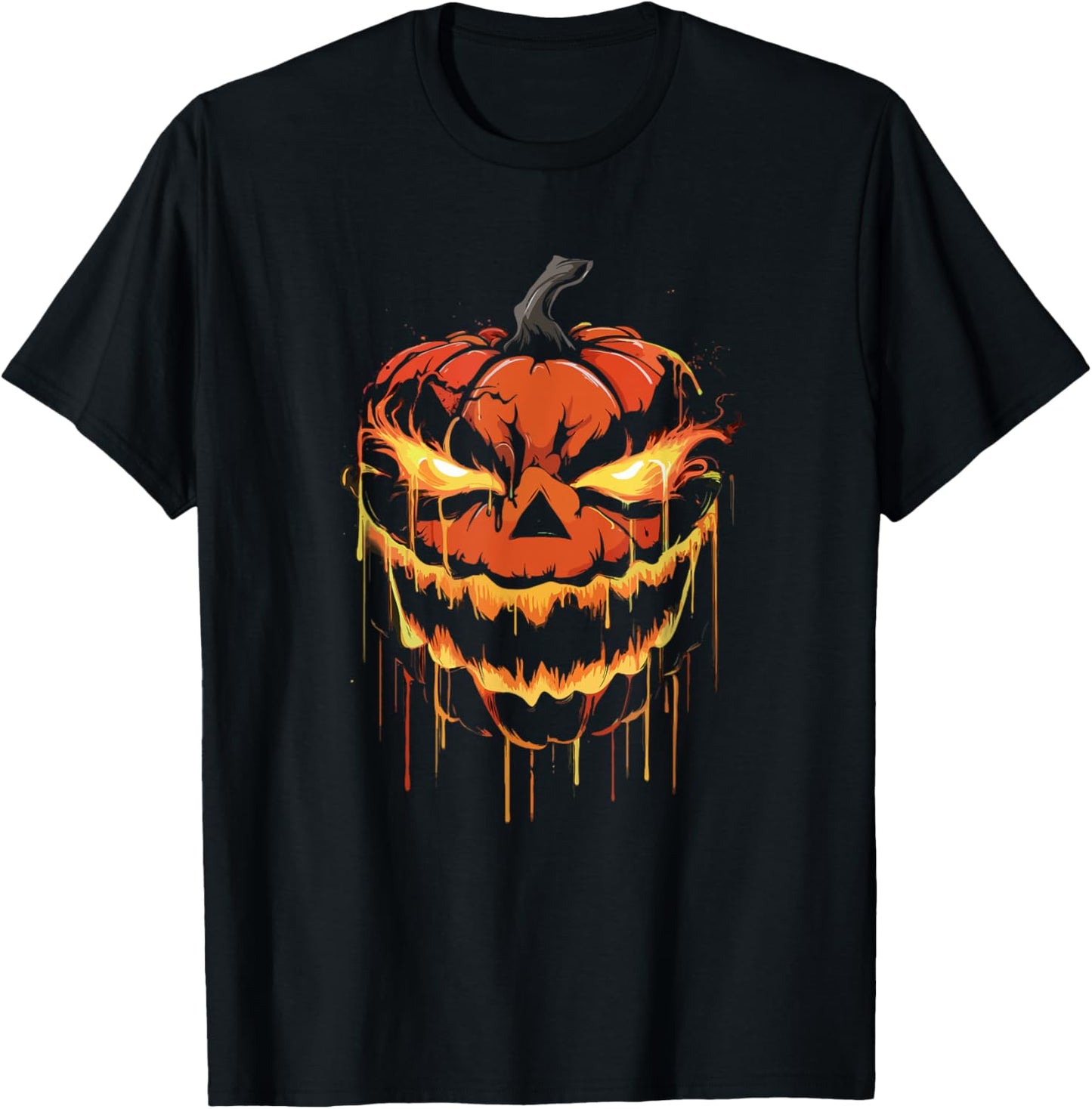 Scary Halloween Pumpkin Face Paint Drip spooky Jackolantern T-Shirt - T-Shirt | Black
