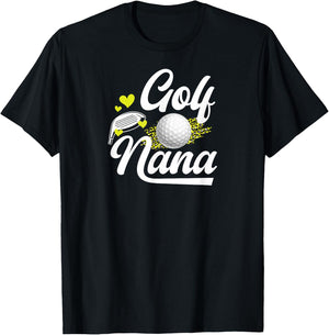Golf Nana Leopard Golfer Nana Of A Golf Player Nana T-Shirt - T-Shirt | Black