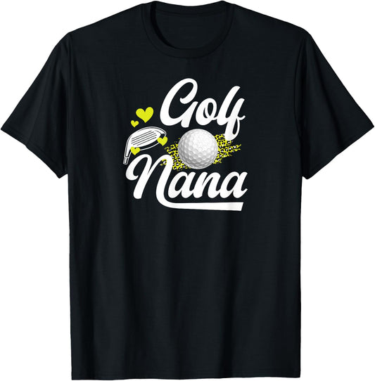 Golf Nana Leopard Golfer Nana Of A Golf Player Nana T-Shirt - T-Shirt | Black