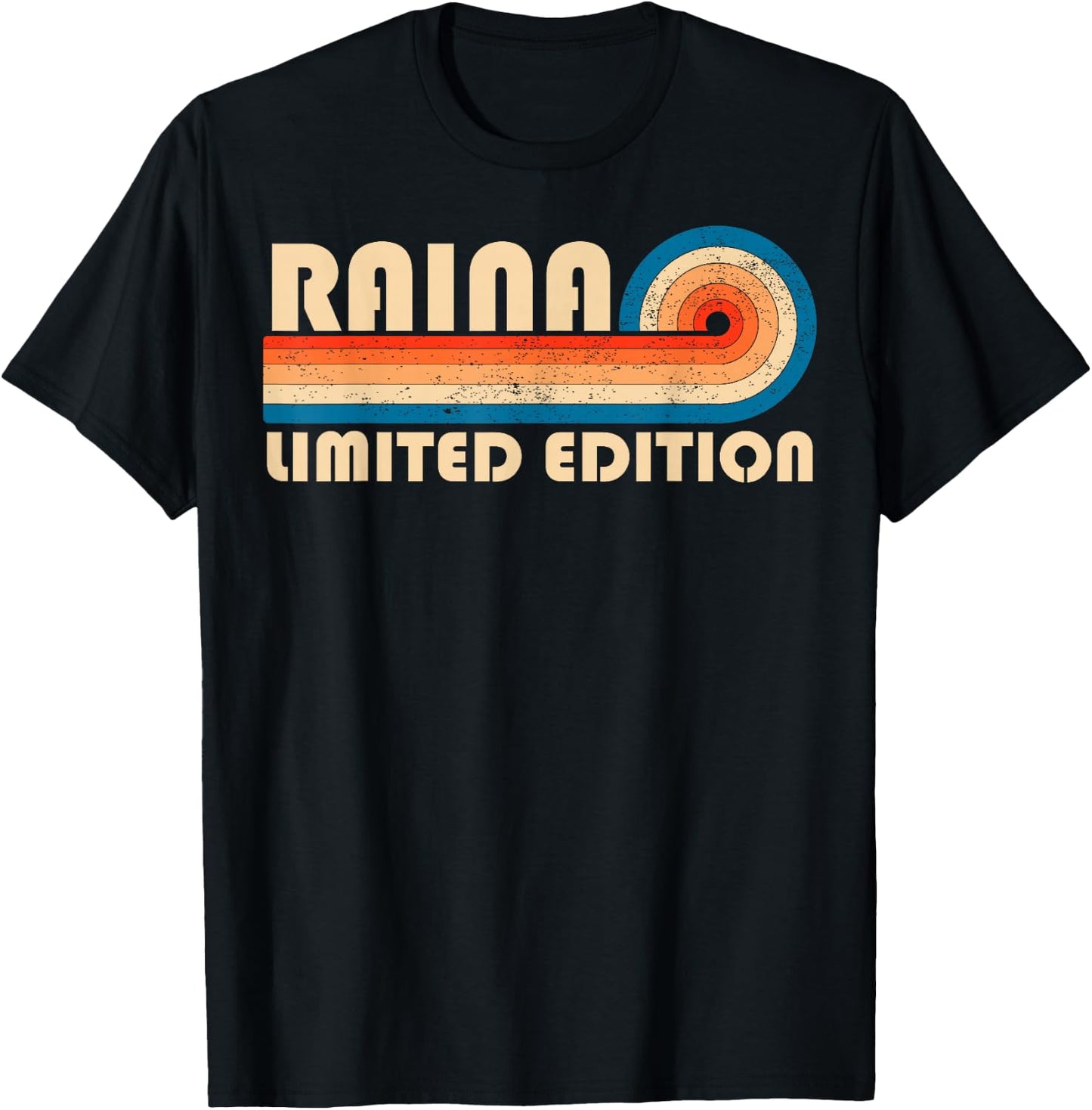 RAINA Surname Retro Vintage 80s 90s Birthday Reunion T-Shirt - T-Shirt | Black