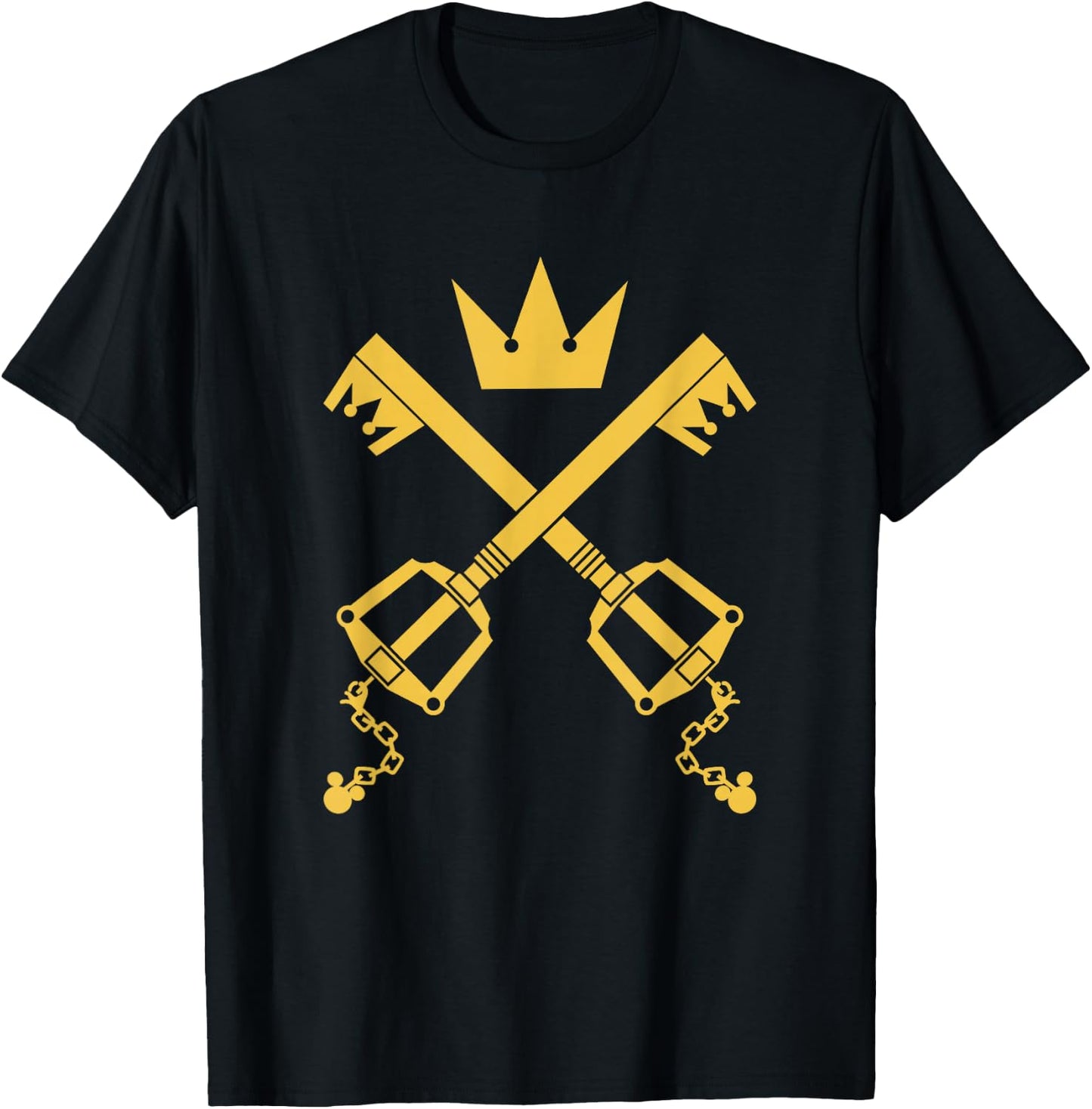 Disney Kingdom Hearts Crowned Crossed Keyblades Chest Logo T-Shirt - T-Shirt | Black