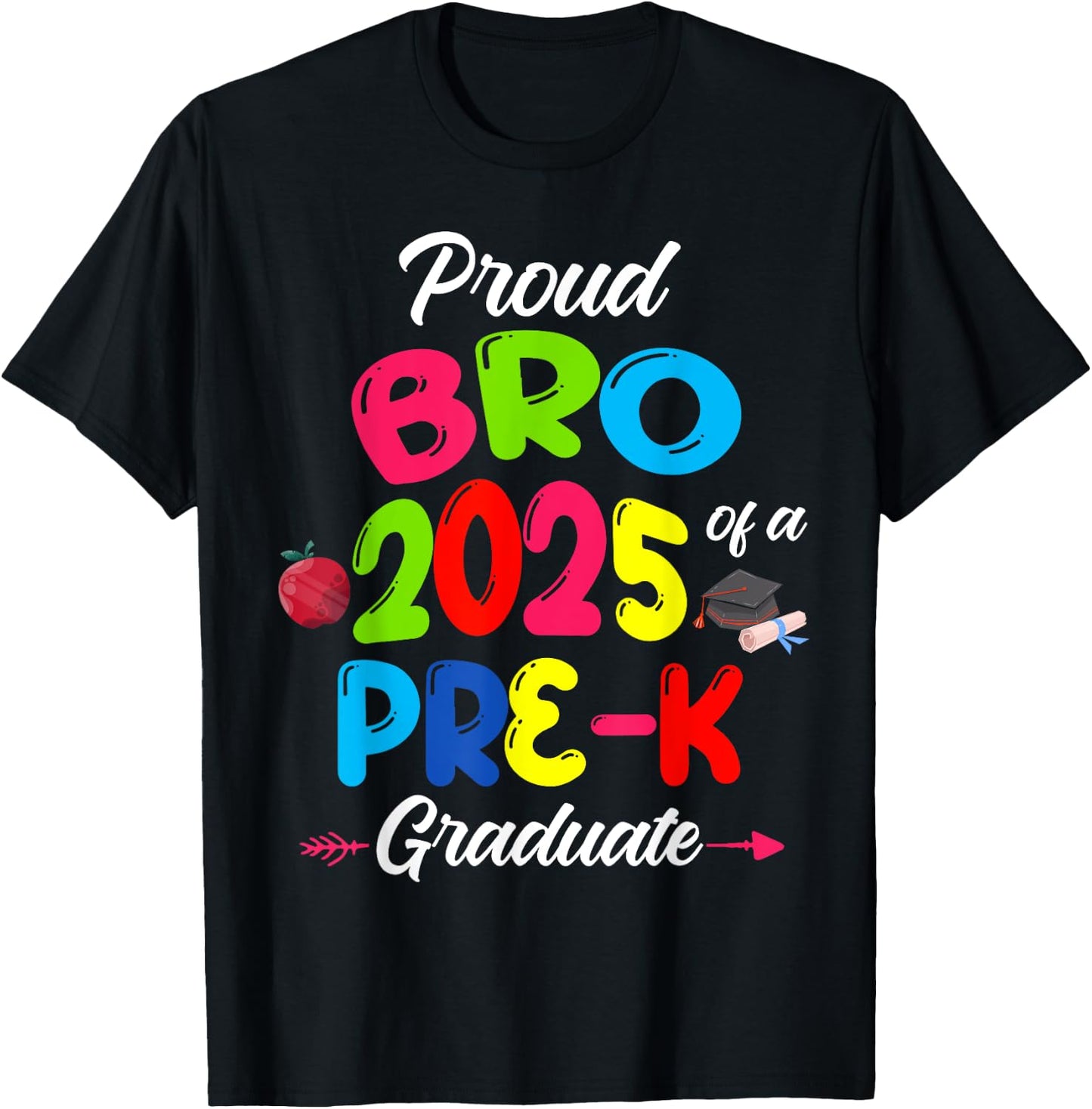 Proud Brother of 2025 Pre-K Graduate Cute Family Matching T-Shirt - T-Shirt | Black