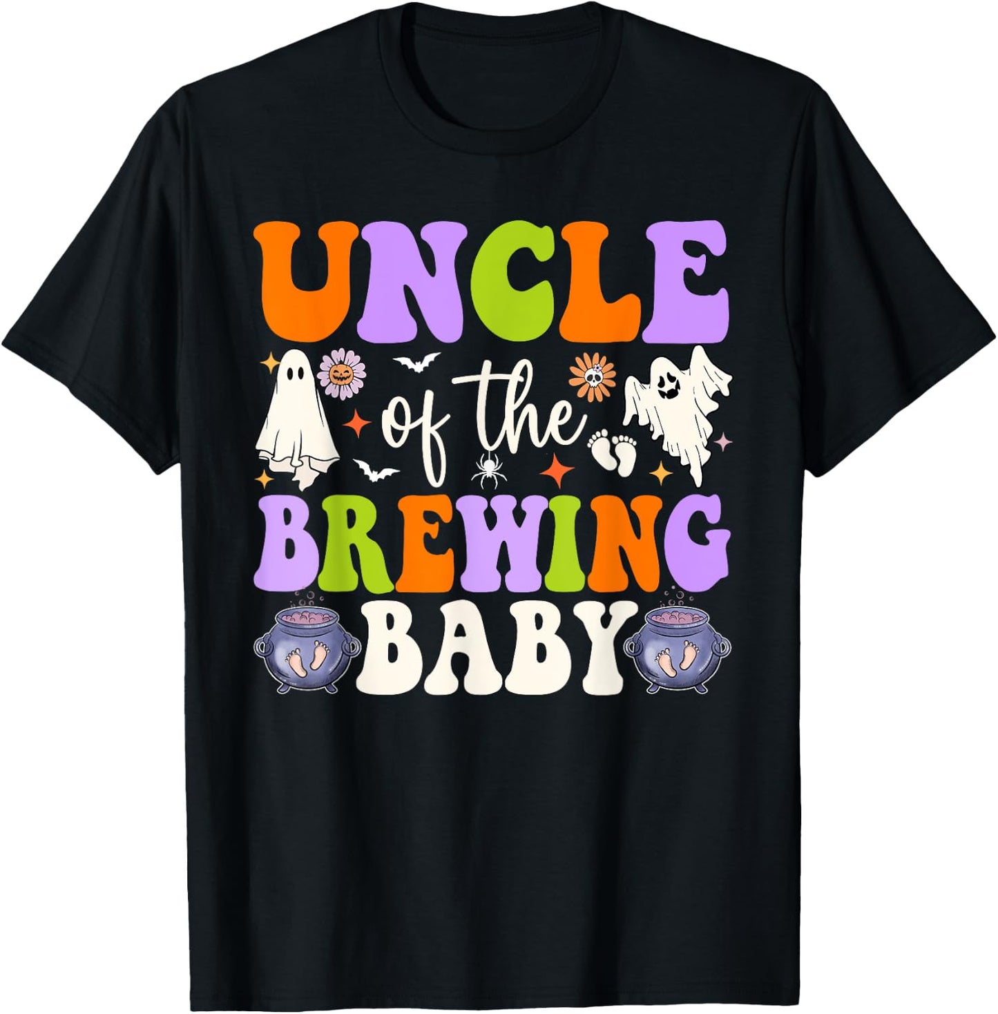 Uncle of the Brewing Baby Halloween Theme Baby Shower Spooky T-Shirt - T-Shirt | Black