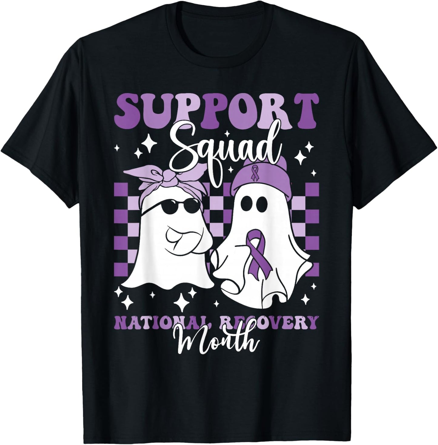 Support Squad National Recovery Month Addiction Recovery T-Shirt - T-Shirt | Black