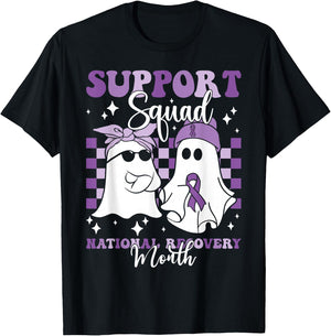 Support Squad National Recovery Month Addiction Recovery T-Shirt - T-Shirt | Black