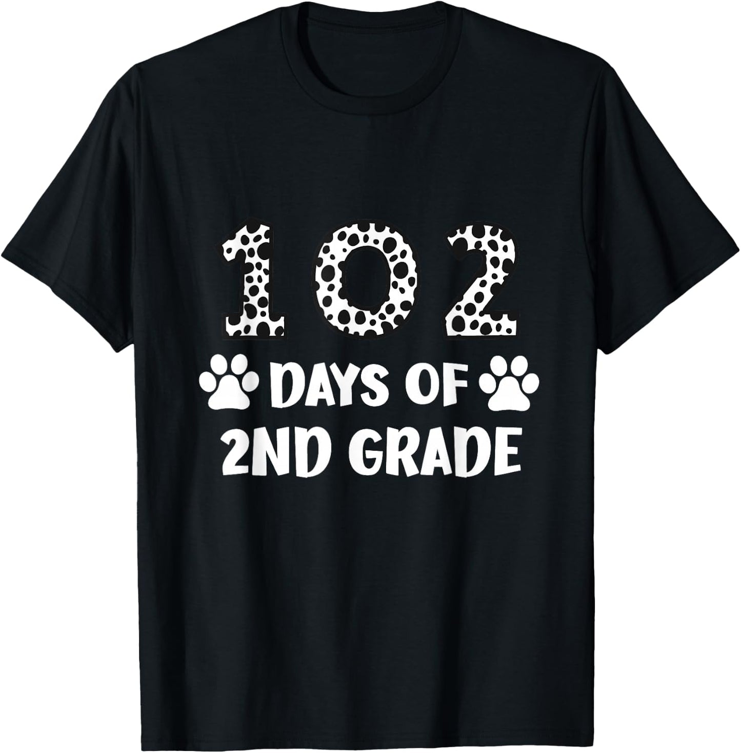 102 Day Of 2nd Grade Dalmatian Dog Lovers Student Or Teacher T-Shirt - T-Shirt | Black