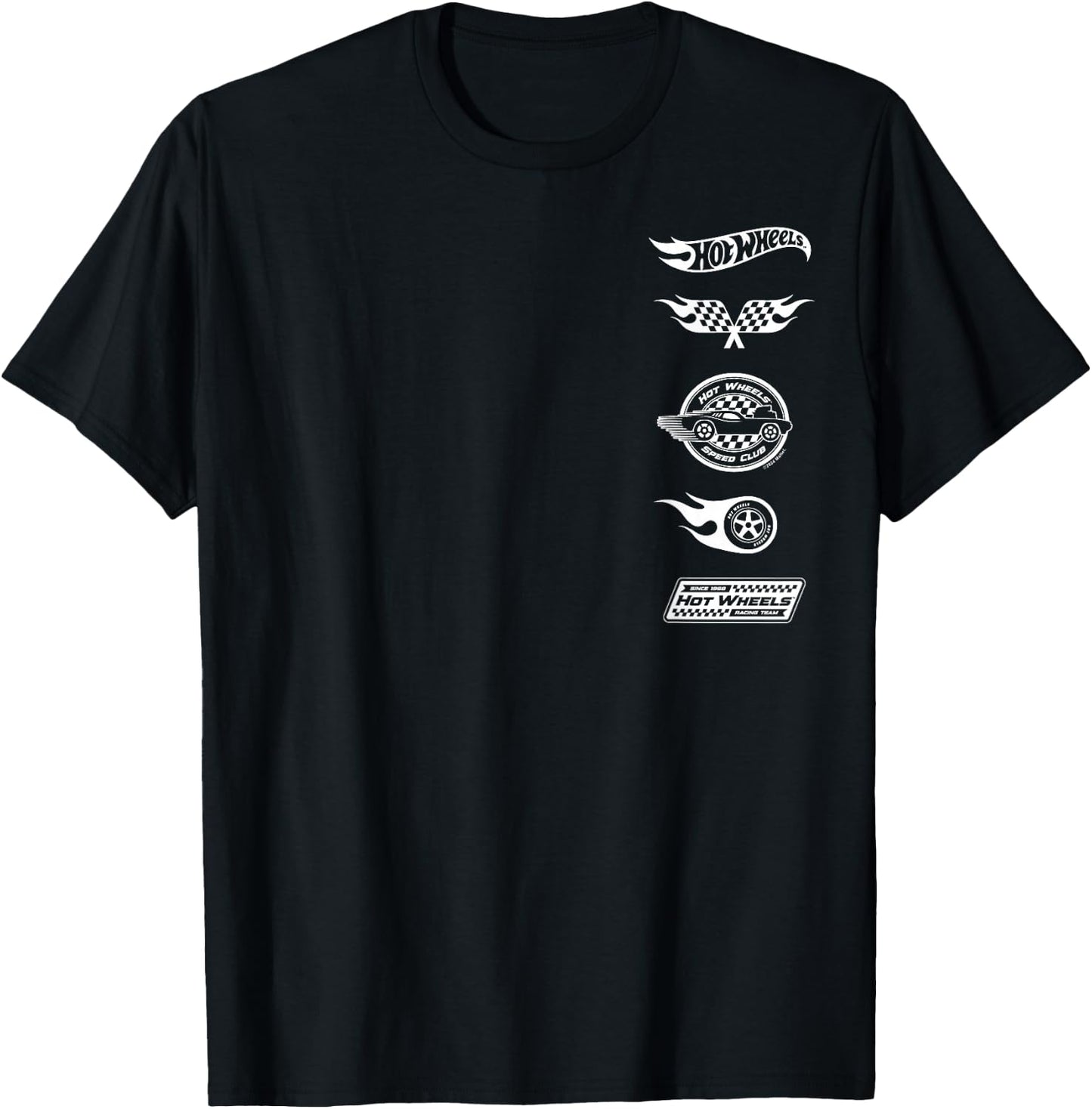 Hot Wheels - White Stacked Icon Logos Speed Club Racing Team T-Shirt - T-Shirt | Black