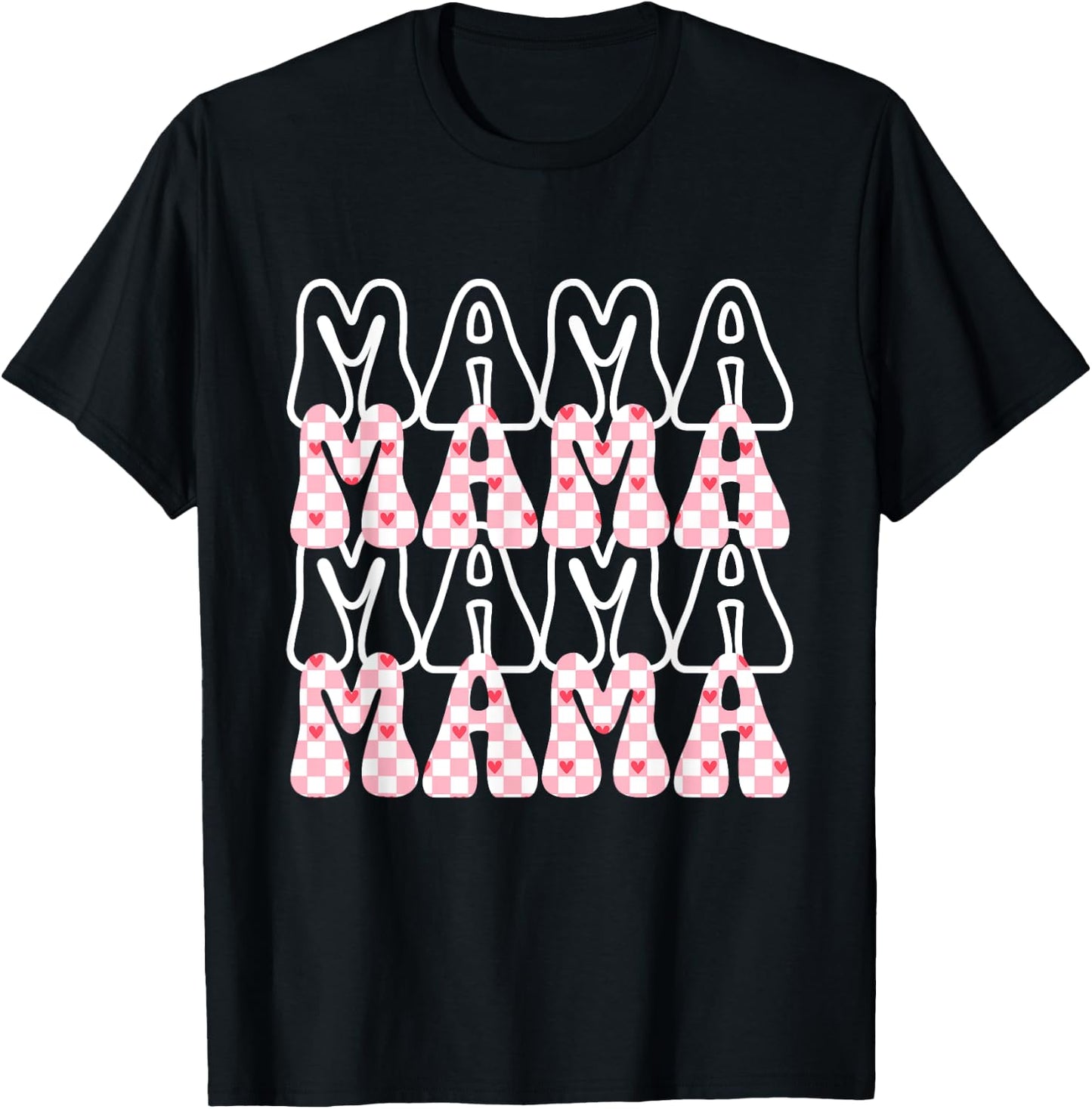 Groovy Checkered Mama Funny Women Mom Mothers day T-Shirt - T-Shirt | Black