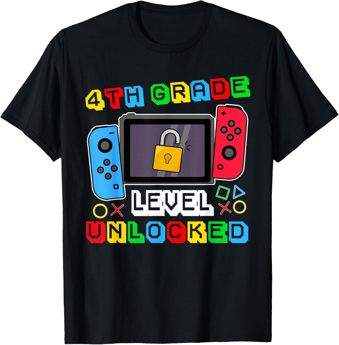 4th grade Level Unlocked Gamer Back to School Boy T-Shirt - T-Shirt | Black