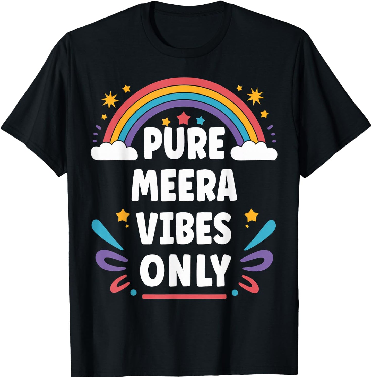 MEERA Vibes Only Cute Retro Girls MEERA Name T-Shirt - T-Shirt | Black