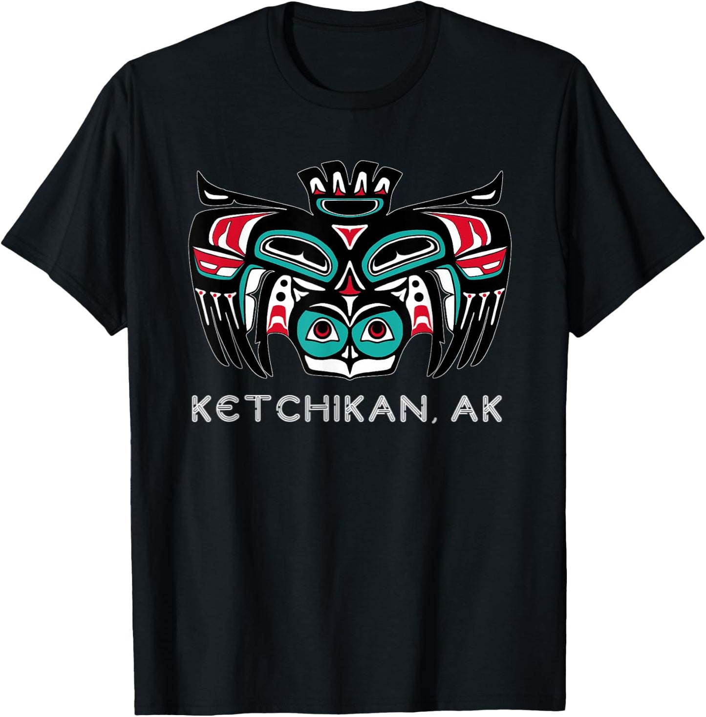 Ketchikan Alaska Native American Art Style Tlingit Owl Bird T-Shirt - T-Shirt | Black