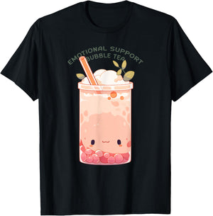 Emotional Support Bubble Tea Cute Kawaii Bubble Tea T-Shirt - T-Shirt | Black