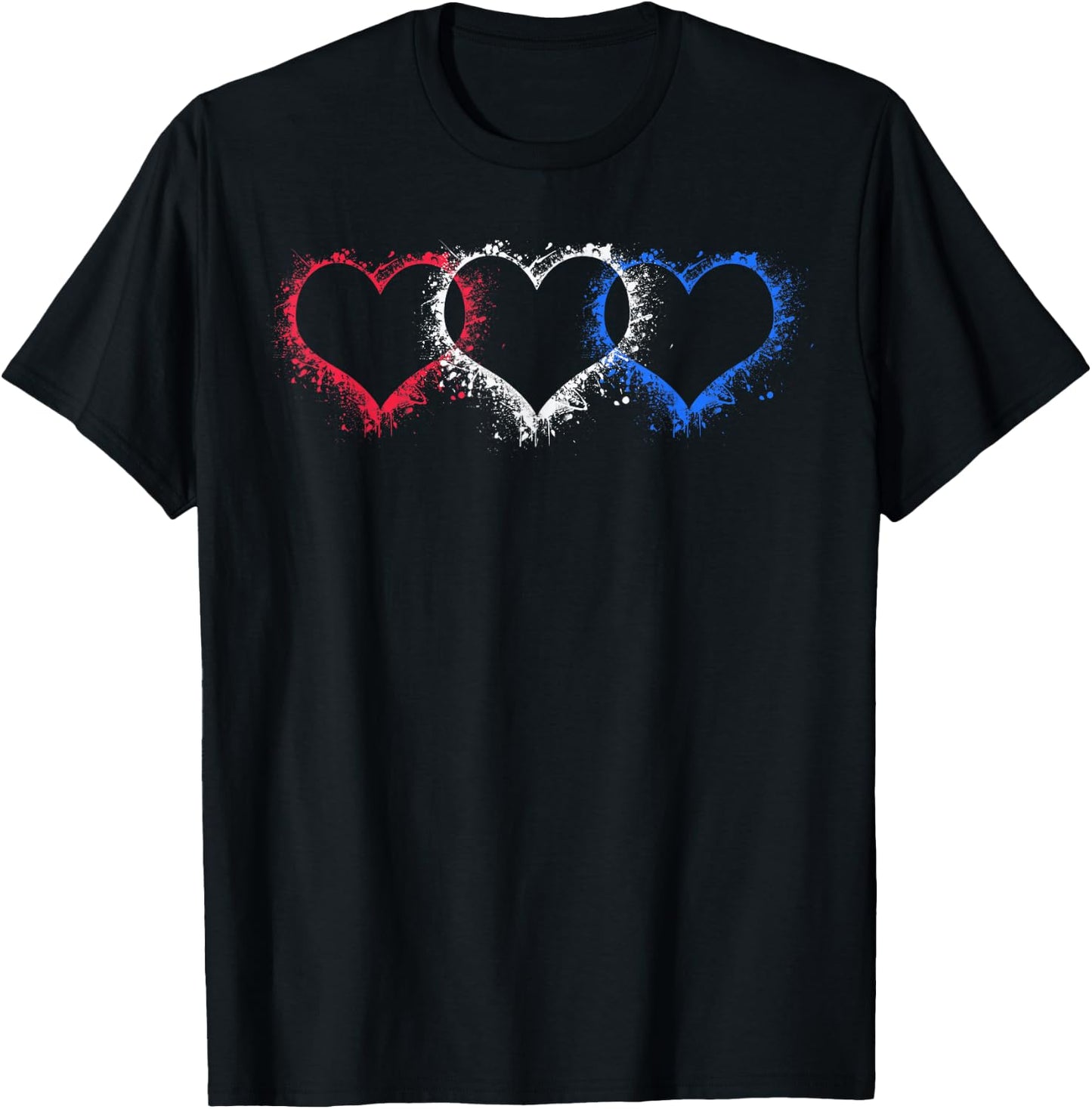 Patriotic USA American Hearts Armed Forces 4th of July T-Shirt - T-Shirt | Black