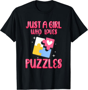 a Girl Who Loves Jigsaw Puzzle Puzzleologist T-Shirt - T-Shirt | Black
