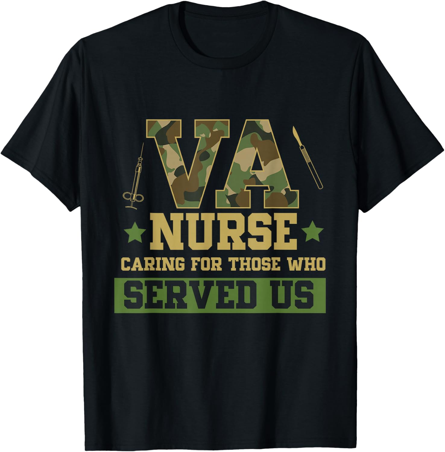 VA Nurse Veterans Day Family Patriotic Nursing Scrub T-Shirt - T-Shirt | Black