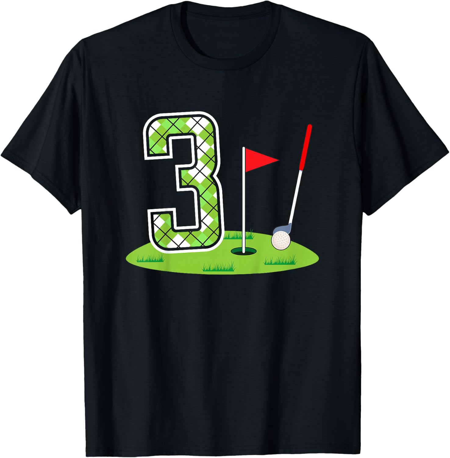 Kids 3rd Birthday Party Golf Boy Three Year Old Golf Player T-Shirt - T-Shirt | Black