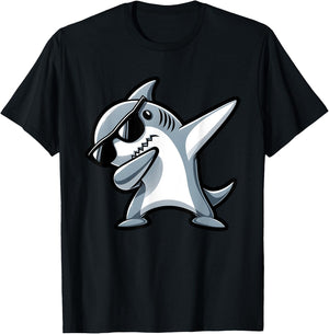 Cool Dabbing Shark Boys Kids Beaches Summer Vacation Party T-Shirt - T-Shirt | Black