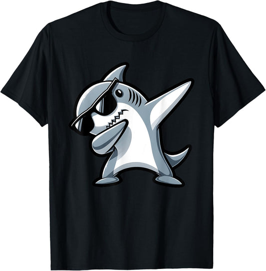 Cool Dabbing Shark Boys Kids Beaches Summer Vacation Party T-Shirt - T-Shirt | Black