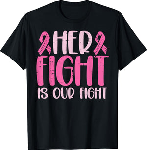 Her Fight Our Fight Family Breast Cancer Awareness Men Kid T-Shirt - T-Shirt | Black