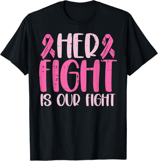 Her Fight Our Fight Family Breast Cancer Awareness Men Kid T-Shirt - T-Shirt | Black