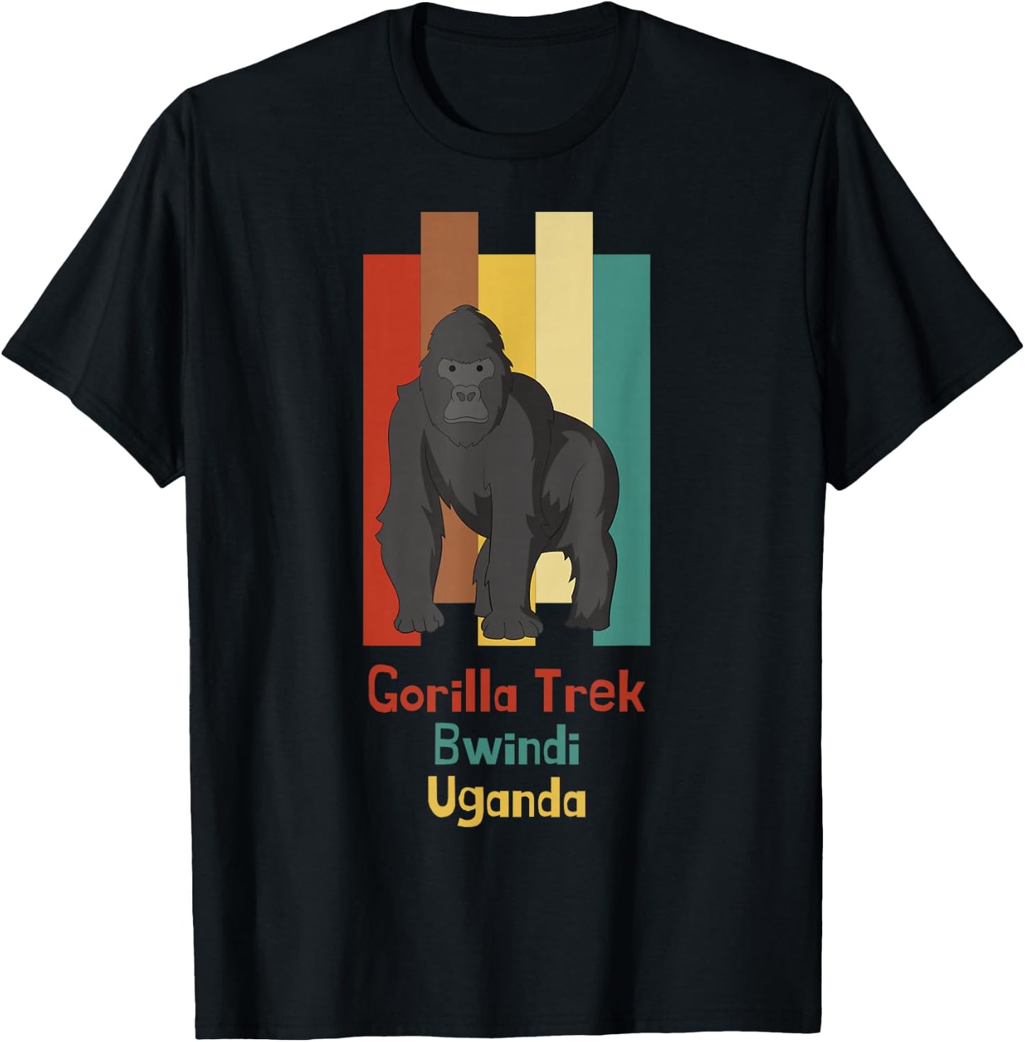 Gorilla Trekking Bwindi Impenetrable Uganda Safari Souvenir T-Shirt - T-Shirt | Black