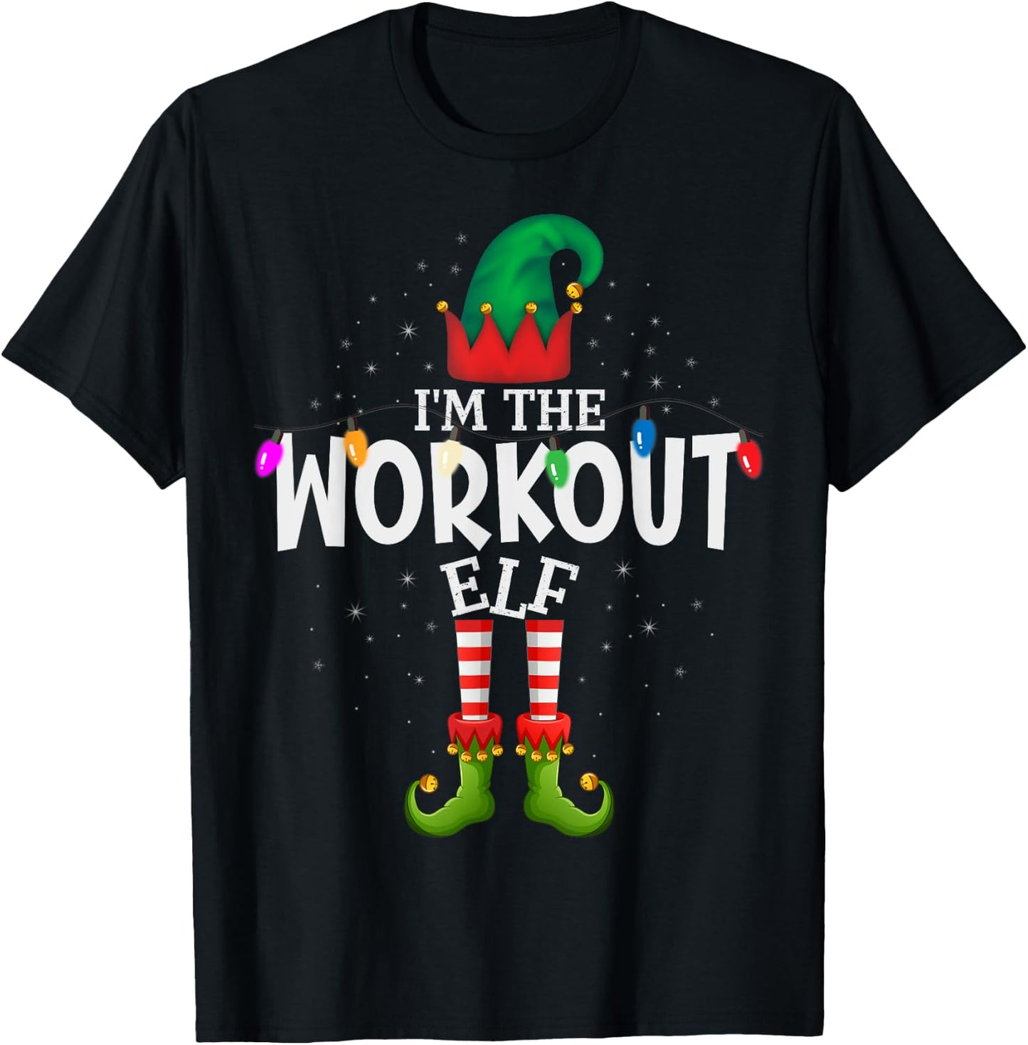 99 Gifts Group Foto Christmas Elf Pajama - Adults Workout Motif - Black, Small - , Short Sleeve - Classic Fit T-Shirt - T-Shirt | Black