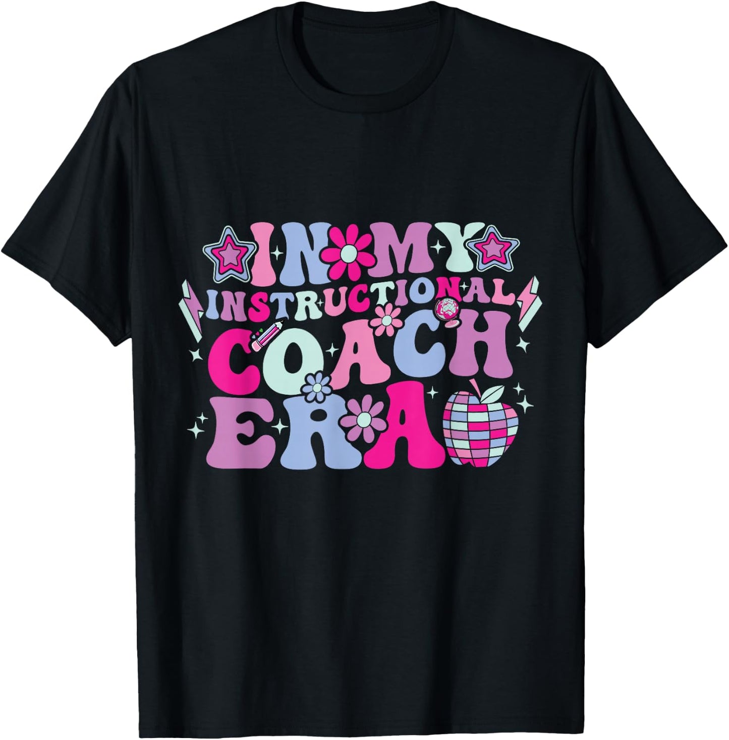 In My Instructional Coach Era Groovy Back To School T-Shirt - T-Shirt | Black