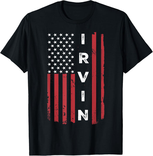 Irvin USA Flag American Flag Patriotic T-Shirt - T-Shirt | Black