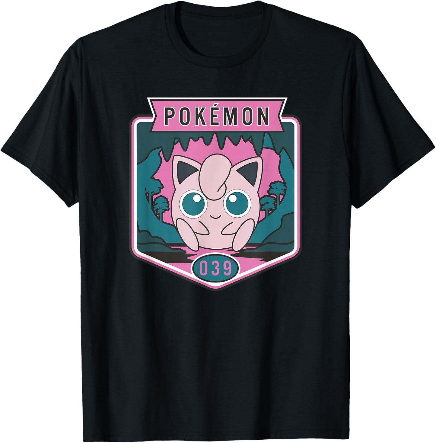 Pokémon 039 Jigglypuff Outdoor Adventures Forest Park Badge T-Shirt - T-Shirt | Black
