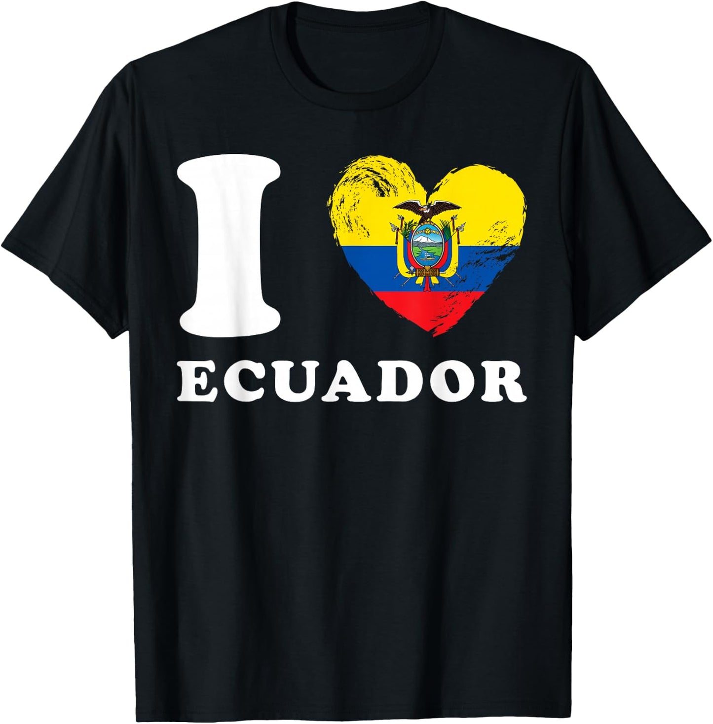 I Love Ecuador - Heart Flag Ecuador T-Shirt - T-Shirt | Black