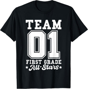 Team 1st Grade All-Stars Back To School Sports Jersey T-Shirt - T-Shirt | Black
