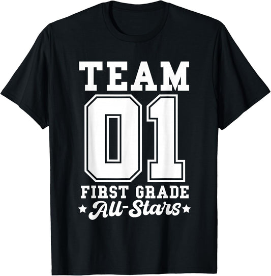 Team 1st Grade All-Stars Back To School Sports Jersey T-Shirt - T-Shirt | Black